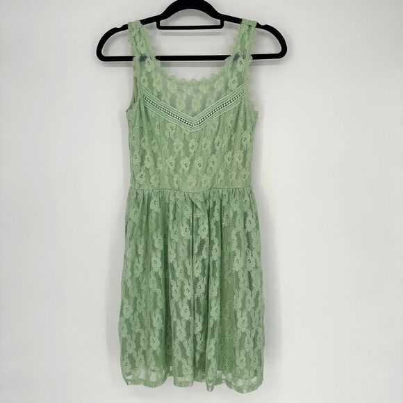 Vintage City Triangles Y2K Dress Juniors Size 3 Green Lace-Up Back Fairy Whimsy - Picture 1 of 9